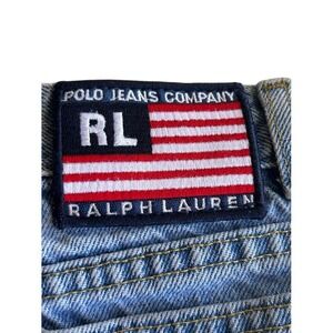 VTG Polo Jeans Co. Ralph Lauren Jeans Girls Sz 14 Light‎ Wash Denim RL Flag